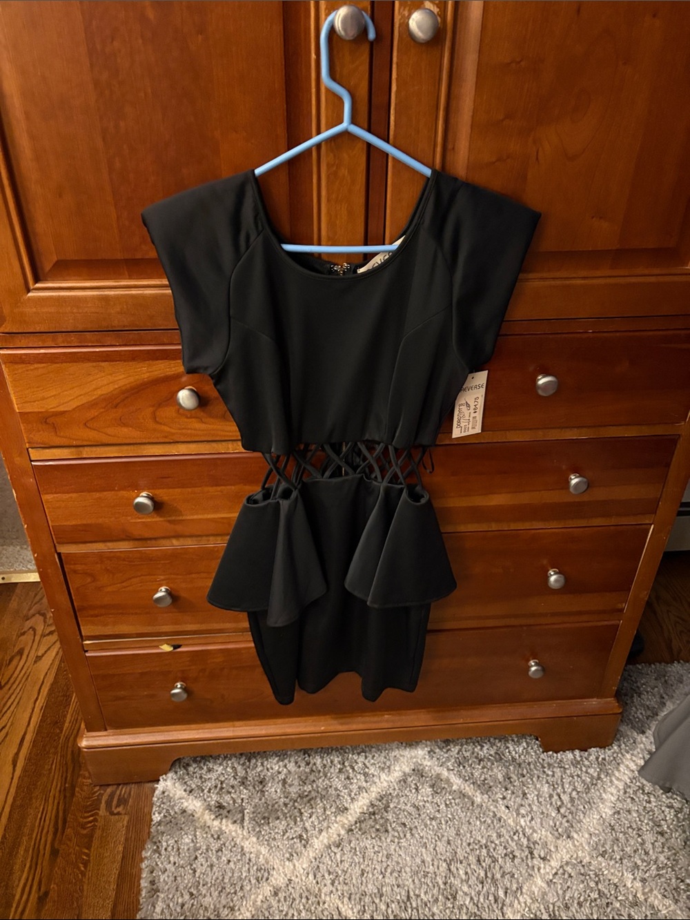 NWT Black Cutout Peplum Waist Dress